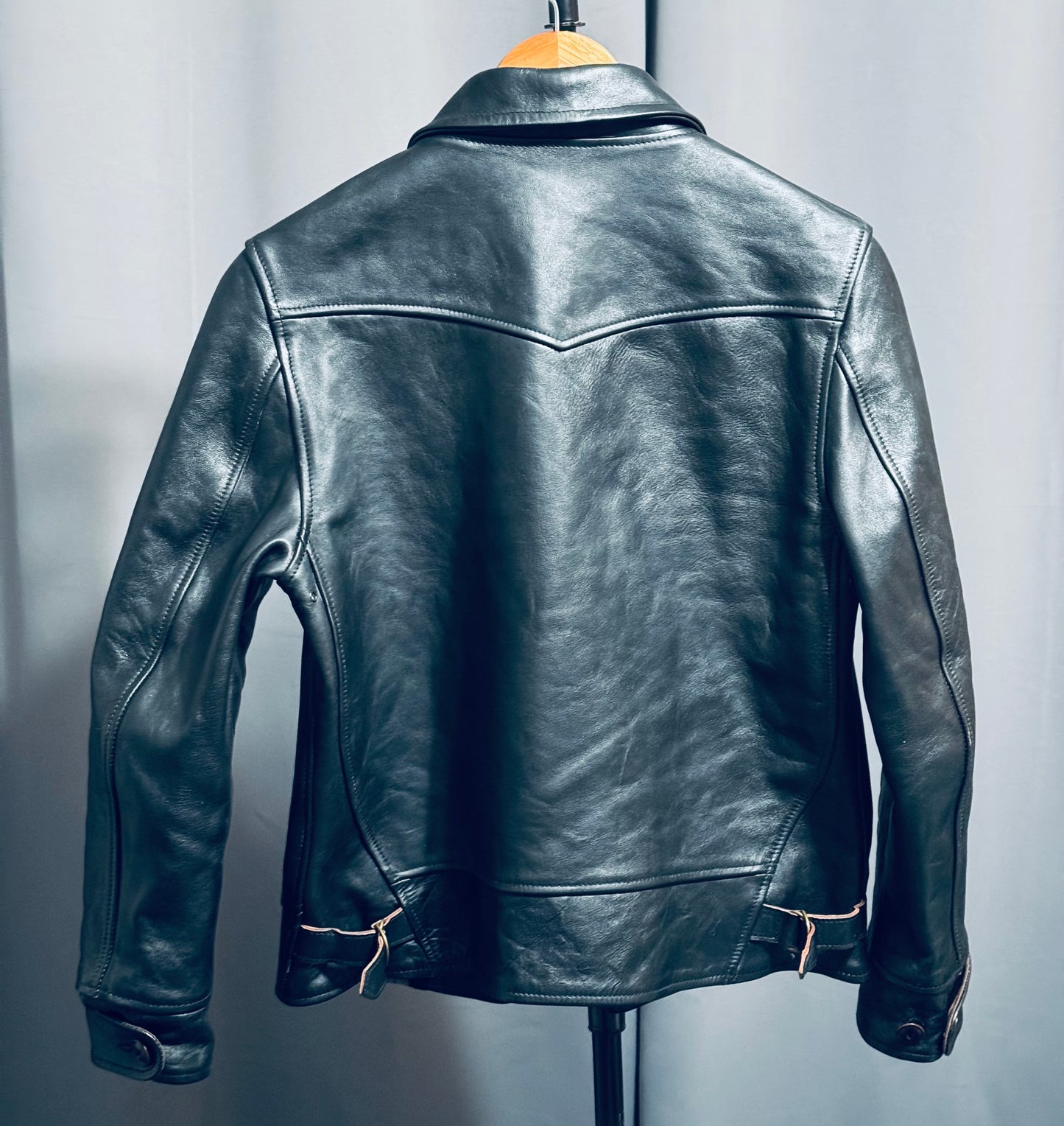 Bill Kelso (similar to Himel Bros) – H&L Block Heron Black Shinki Leather Jacket Size 36