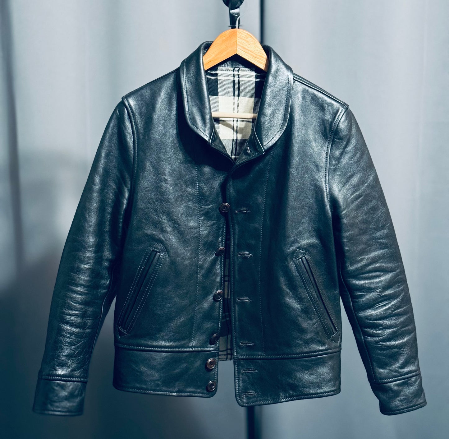Bill Kelso (similar to Himel Bros) – H&L Block Heron Black Shinki Leather Jacket Size 36