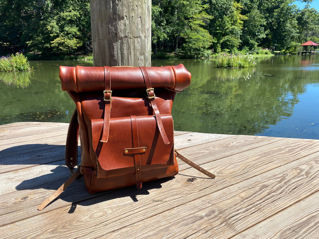 Handmade Rolltop Expedition leather backpack