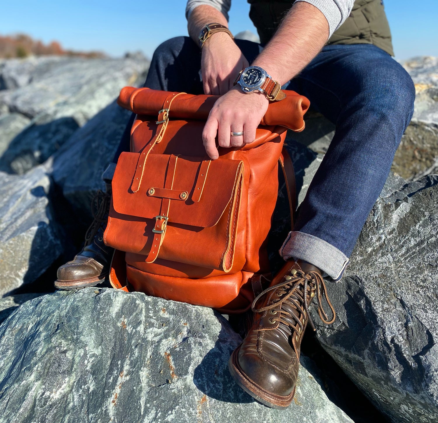 The Expedition Pack in Sepici Cognac Sienna Bridle