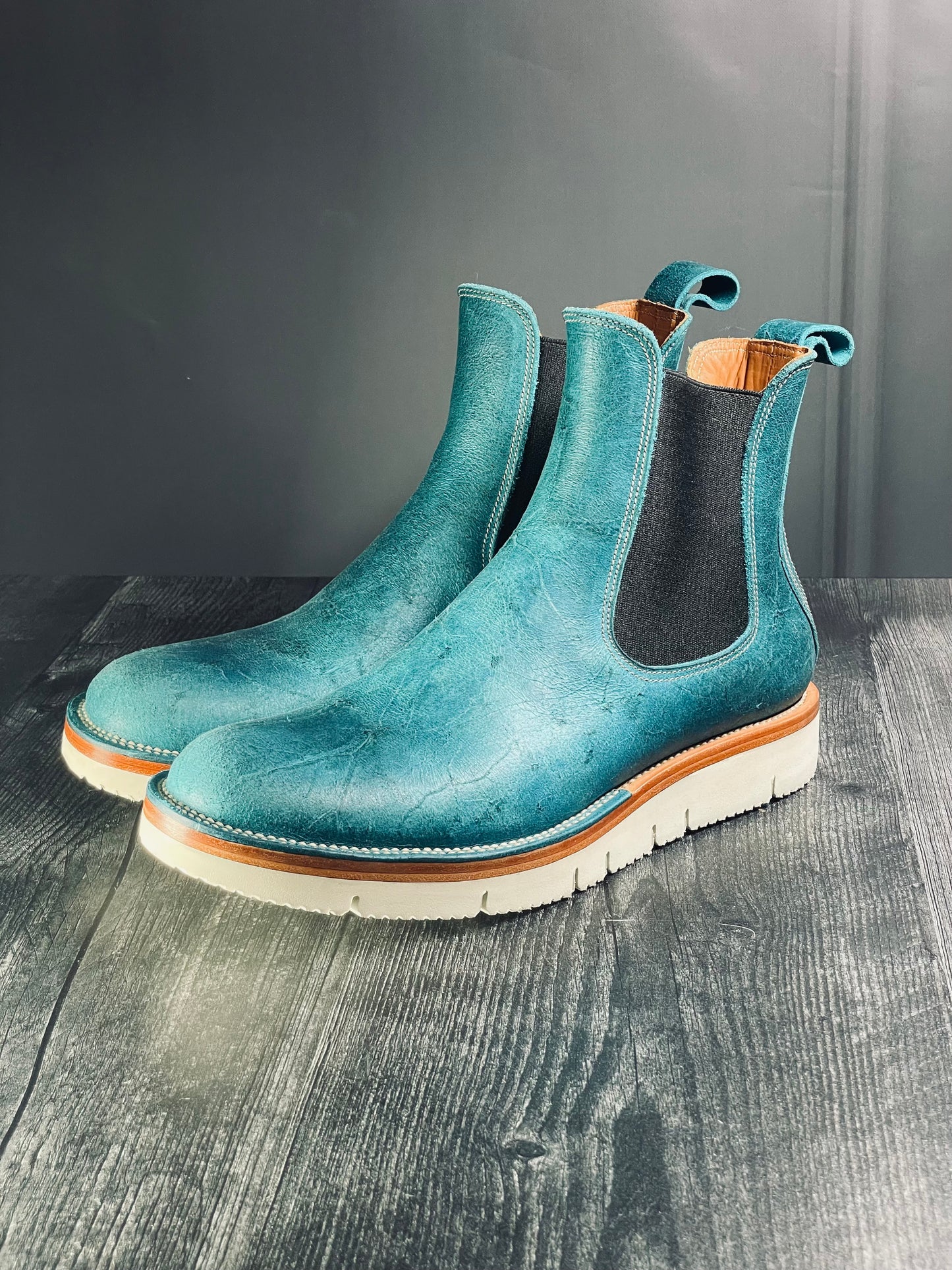 Fortis Boots Blue Crazy Cow Chelsea Boots Size 41