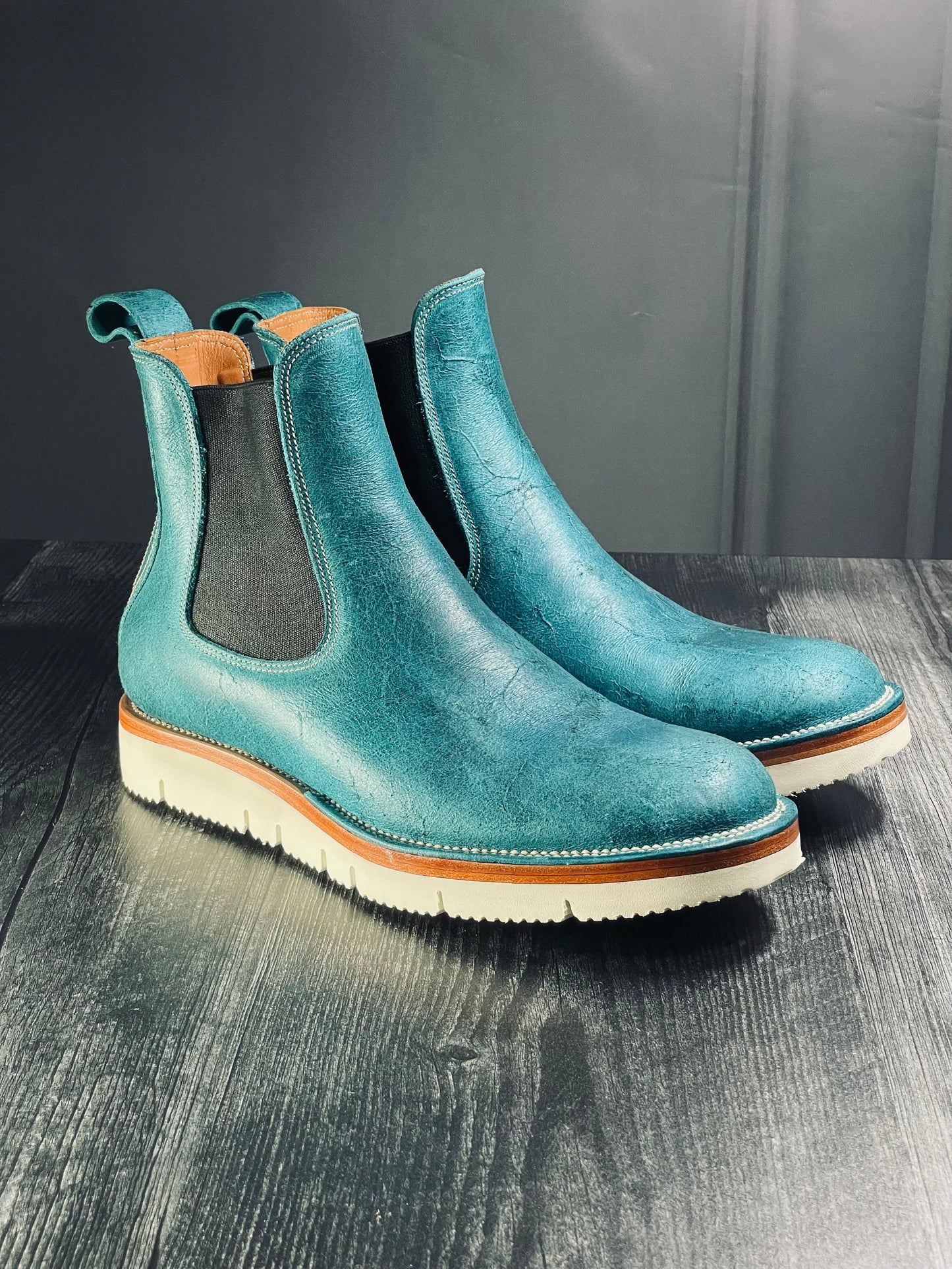 Fortis Boots Blue Crazy Cow Chelsea Boots Size 41