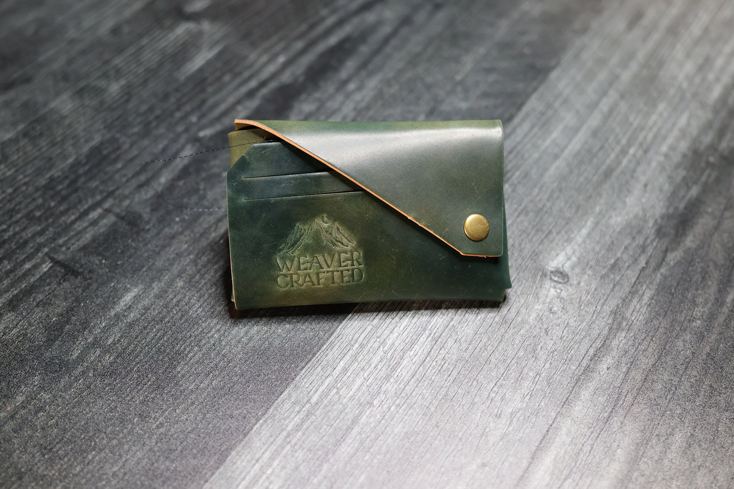 WEAVER CRAFTED Marble Green Shell Cordovan Card Holder Wallet V1