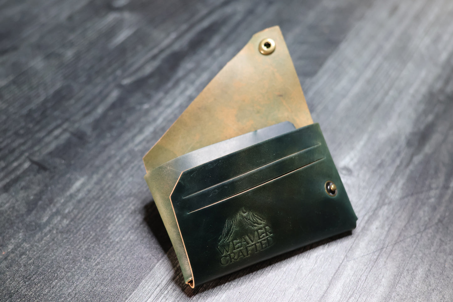 WEAVER CRAFTED Marble Green Shell Cordovan Card Holder Wallet V1