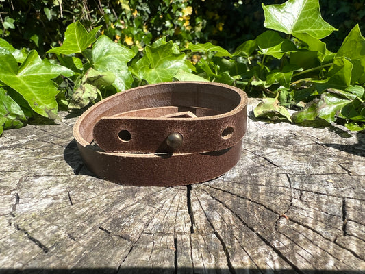 Horween Natural Waxed Flesh Double Cuff