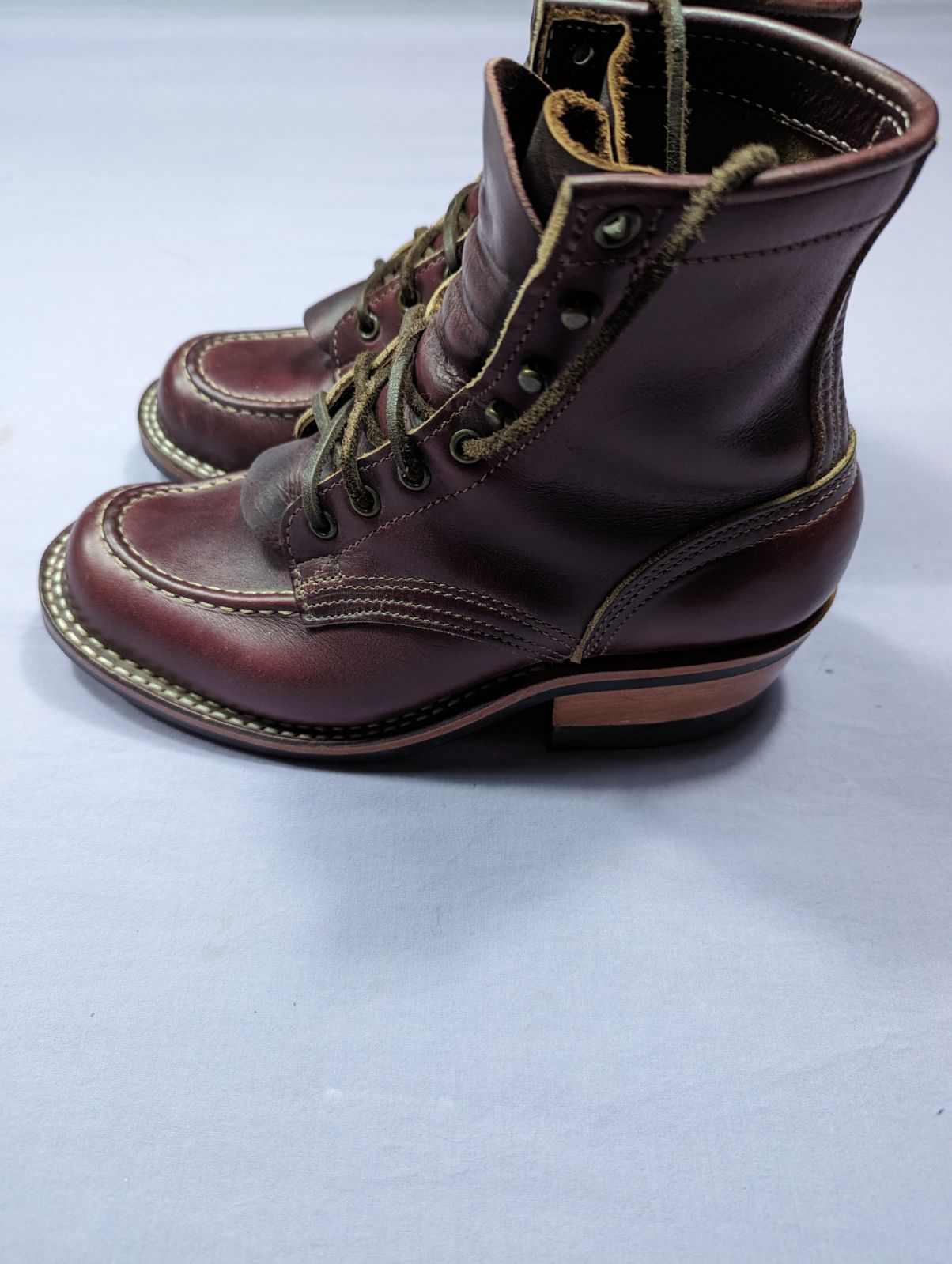 Nick's Moc Toe Boots, 55 last, color 8 CXL, 6.5FF