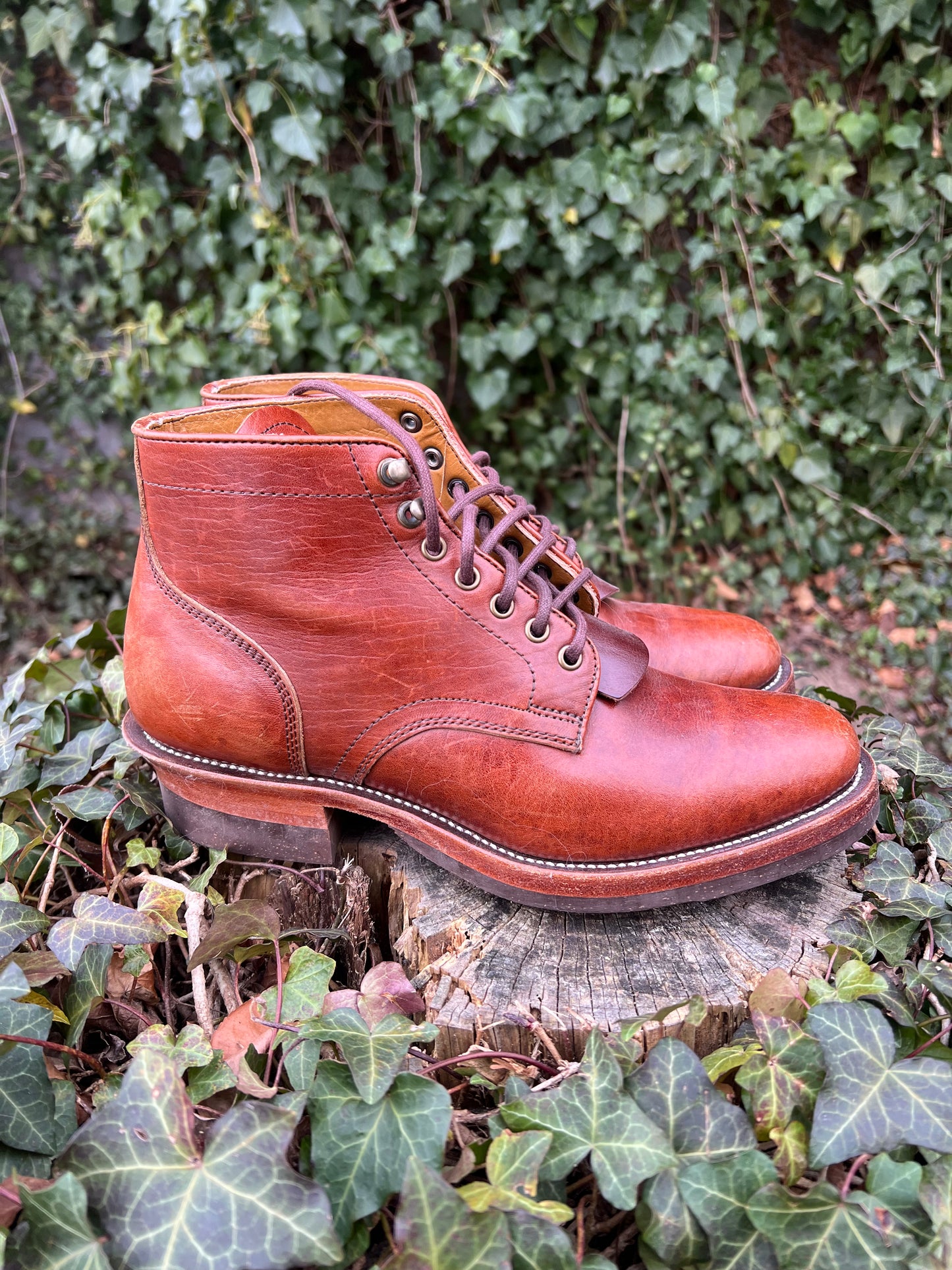 Renavgoods plaintoe Boot in brown Shinki Horsehide 8.5