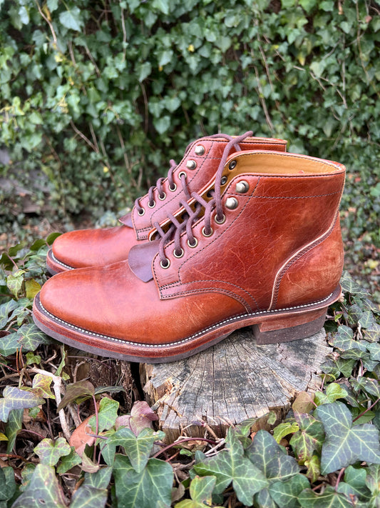 Renavgoods plaintoe Boot in brown Shinki Horsehide 8.5
