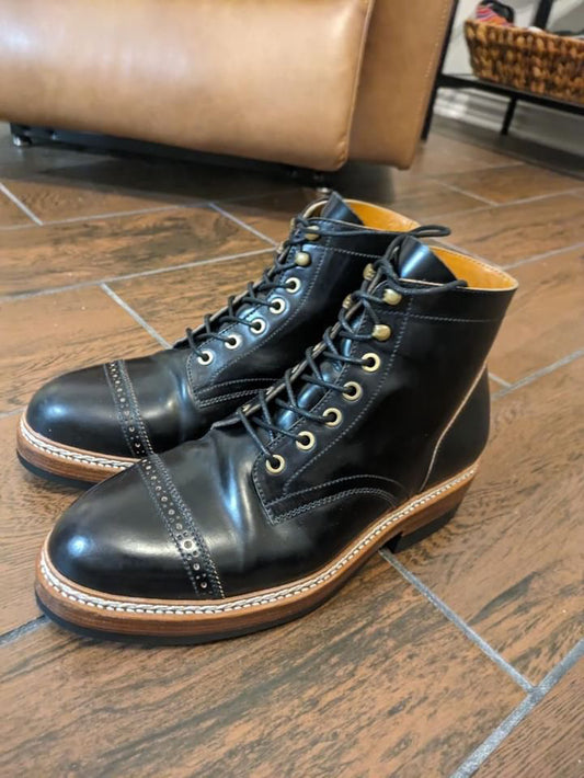 Junkard Service Boots Black Rocado Shell Cordovan size 41