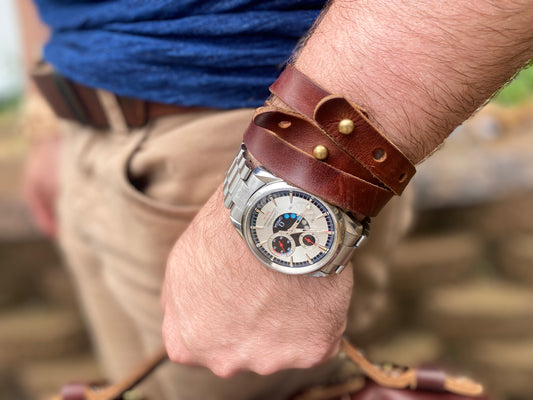 British Tan Double Shot Double Wrap Cuff